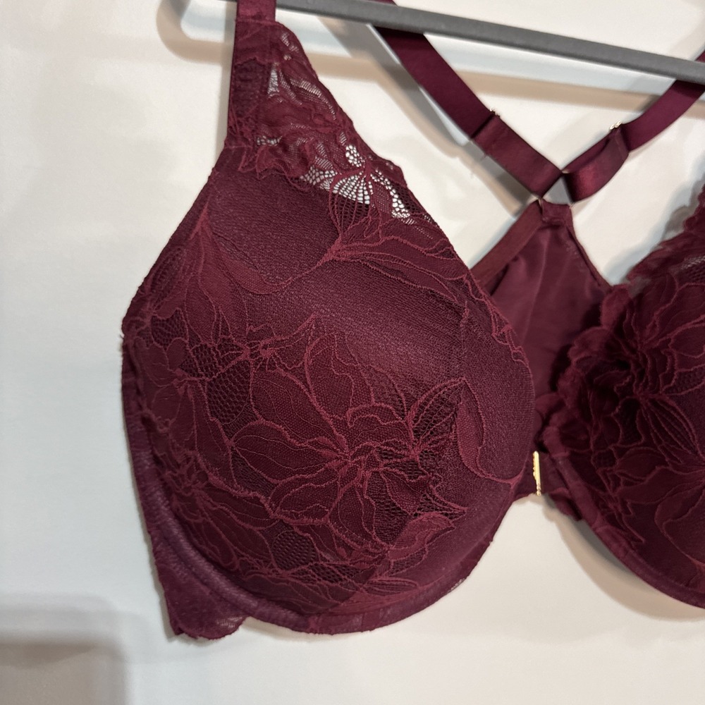 NWT Auden Red Laced Push-Up Plunge Coverage Underwire Bra Size 44D - Picture 2 of 7